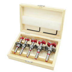 5Pcs Forstner Drill Bit Set 15 20 25 30 35mm Wood Auger Cutter Hexagon Wrench Hole Saw For Power Tools