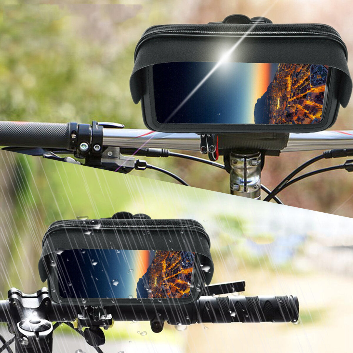 6.3'' Waterproof Motorcycle Bicycle Cell Phone/GPS Holder Case Bag Handlebar Mount Smart Phone Bag