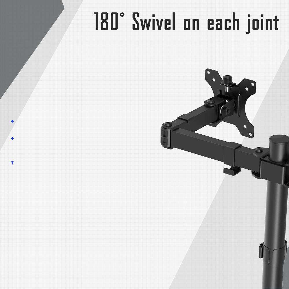 Dual Monitor Stand Full Motion Mount Quick Insert Dynamic Height Adjustability for 13"-27" Screen Home Office