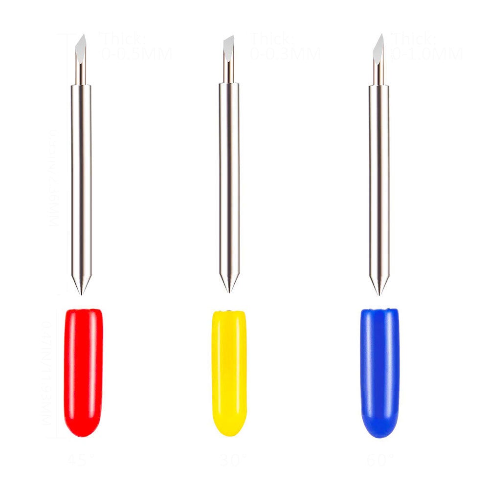 60Pcs Vinyl Cricut Cutting Plotter Holder Carbide Tungsten Blade Film Cutter 30 45 60 Dergree