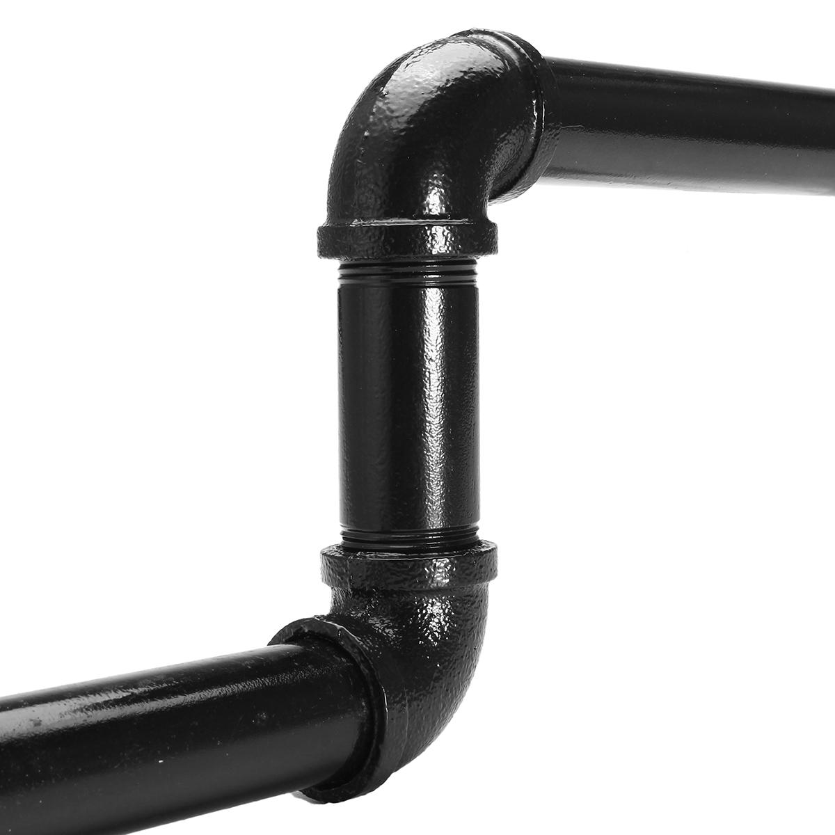 Industrial Iron Pipe Wall Mounted Clothes Rail Coat Towel Storage Vintage Rack Cloth Hanger Shelf