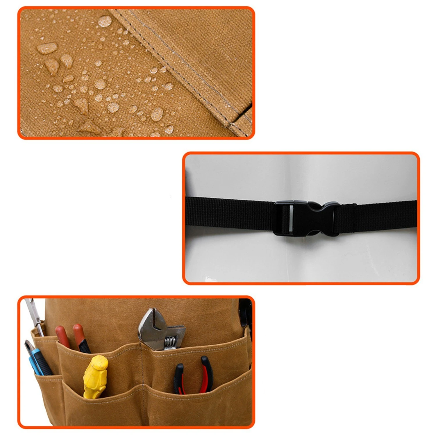Garden Tool Apron Adjustable Waist with Pockets Waterproof Canvas Home Organizer