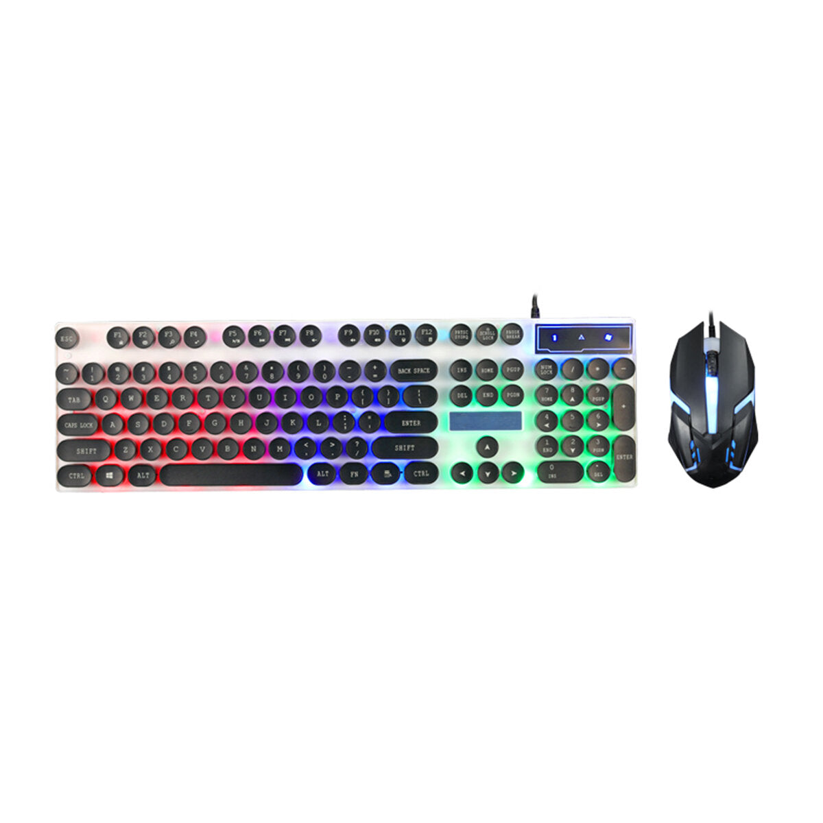 104 Keys Circular KeyCap Backlit Gaming Keyboard and Mouse Combo