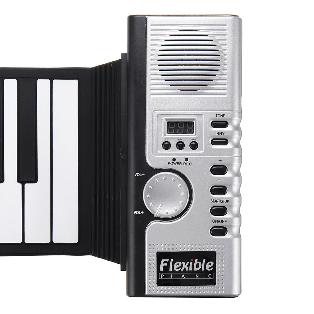 61 Keys Foldable Portable Roll Up Electronic Piano 128 Tones Headphone Output with USB Power Cord