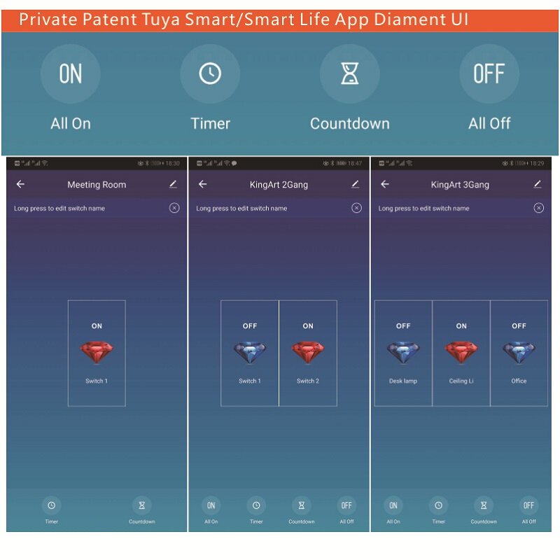 Smart WIFI Touch Wall Switch Panel EU Standard Remote 20A Control Works with Amazon Alexa Google Home