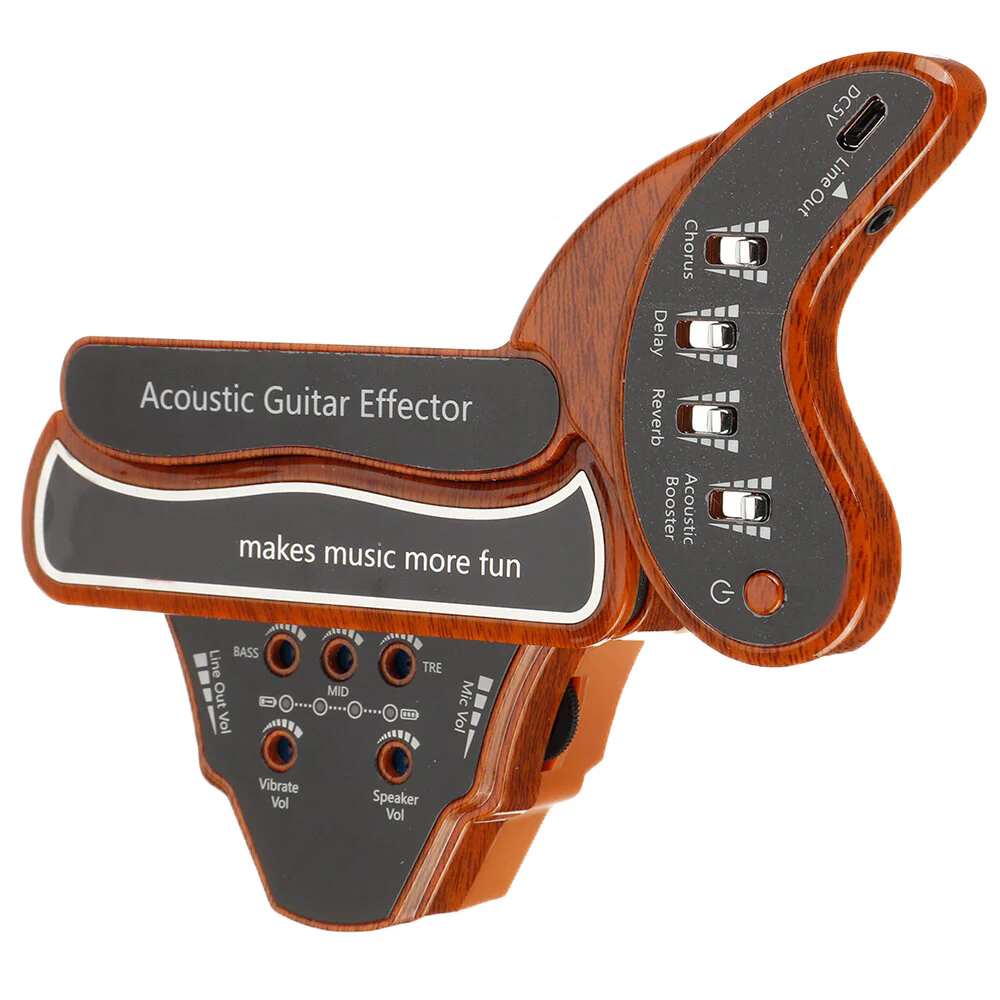 Acoustic Guitar Effector Reverb Delay Chorus Effects 3-Band EQ Volume Adjustment Built-in Rechargeable Battery