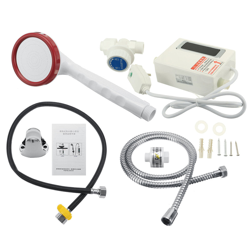 Instant Electric Tankless Hot Water Heater Shower System Sink Tap Faucet