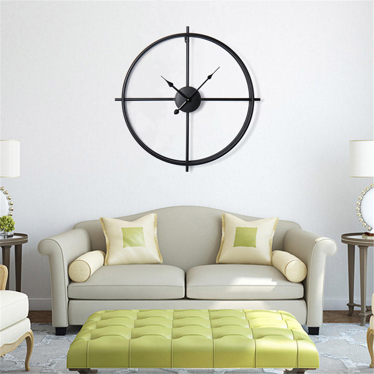 50CM/60CM Double Layer Wall Clock Creative Living Room Round Vintage Wrought Iron Wall Clock