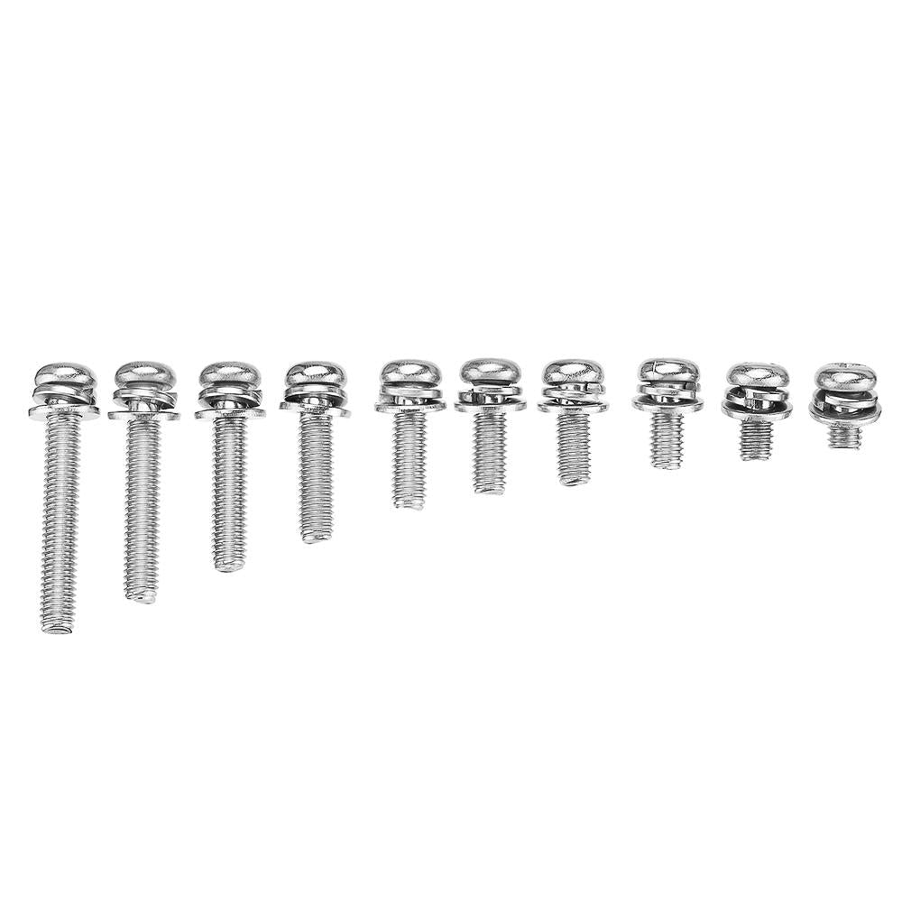 50Pcs M6 Stainless Steel 10-40mm Phillips Pan Head Machine Screw Washer Bolt Asortment