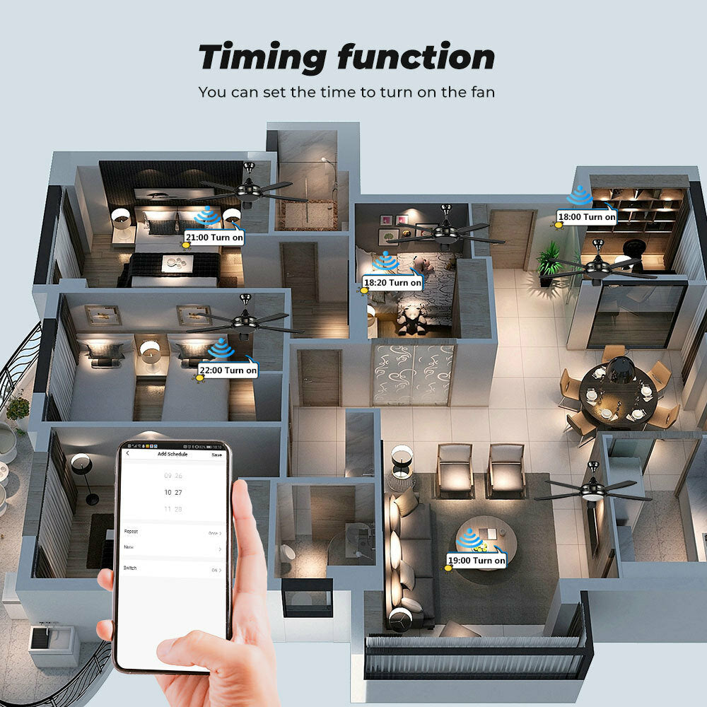 Touch WiFi Ceiling Fan Switch EU/US Remote Timer Speed Wall Glass APP Control Work with Alexa Google Home