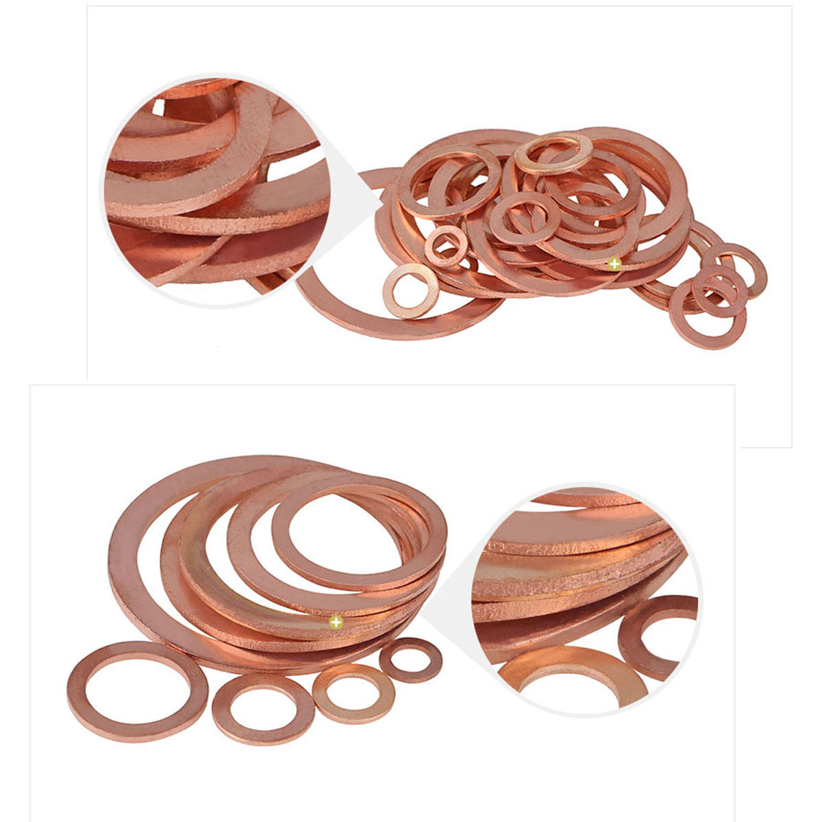 280Pcs/Set Seal Assortment Set Copper Washer Gasket Nut Oil Copper Rings Discs