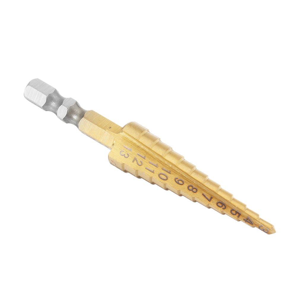 3-13mm Titanuim Coated HSS Steel Step Drill Bit with Automatic Center Pin Punch