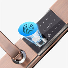 Household Fingerprint Door Lock Aluminum Alloy Antique Copper Smart Lock Automatic Sliding Cover Electronic Password Lock Anti-Theft