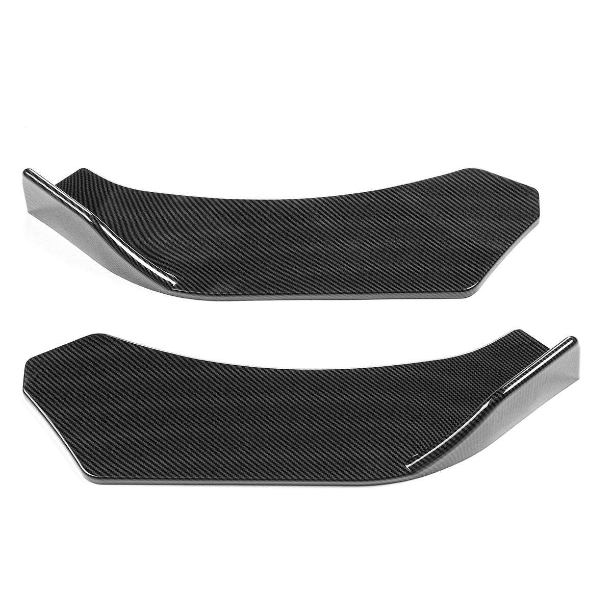 4pcs Carbon Fiber Look Spoilers Front Lip Chin Bumper Body Kits For Car Universal