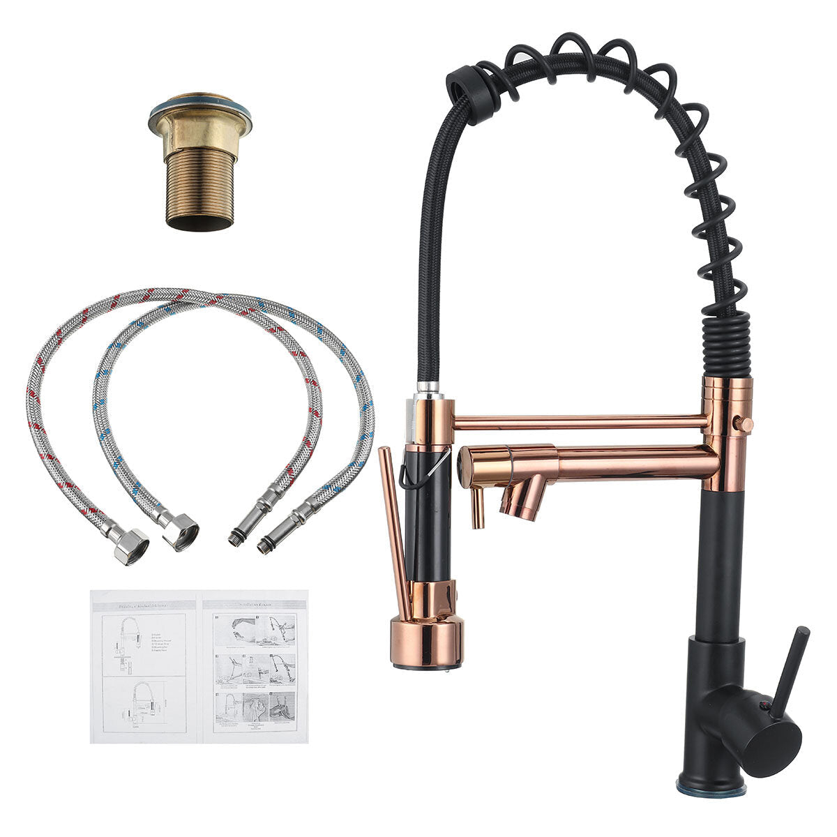 Modern Kitchen Sink Faucet Pull Out Spring Sprayer Tap Two Water Outlet Hot And Cold Mixed