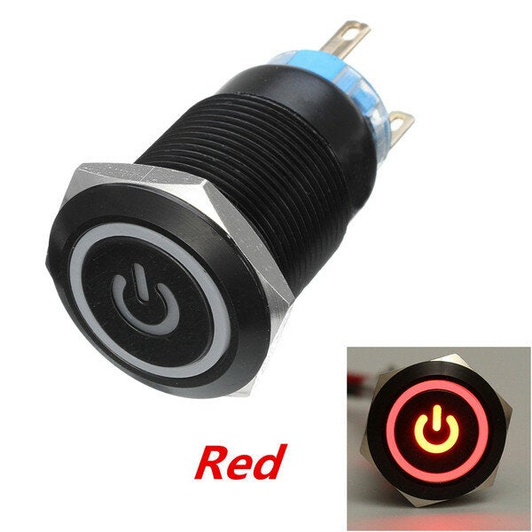 Silver 12mm LED Metal Push Button Latching Switch 4Pin Waterproof Push Button Switch