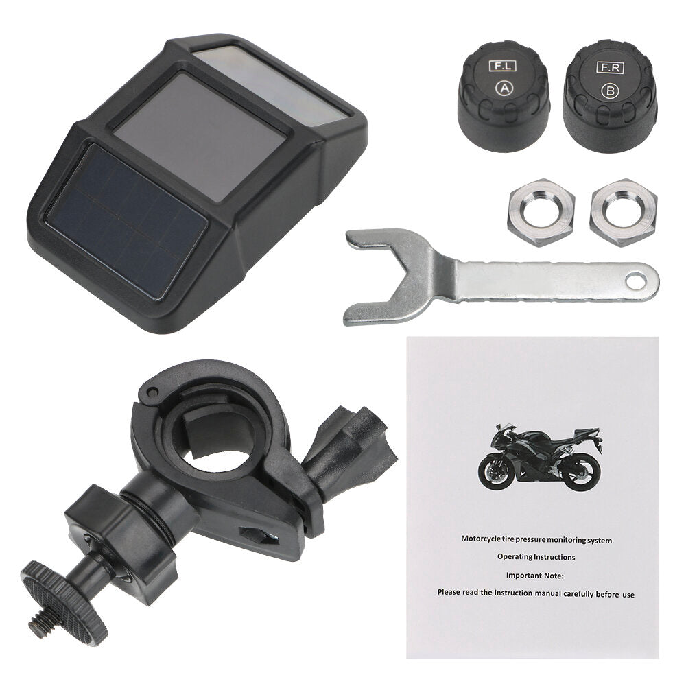 Motorcycle TPMS Tyre Pressure Monitor LCD Display Temperature Monitoring Alarm System USB Charging Motor