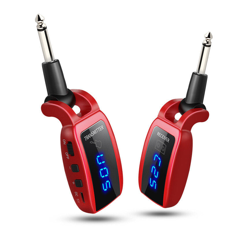 LED Display Wireless Guitar Bass Transmitter Receiver UHF System for Electric with 500mah Battery