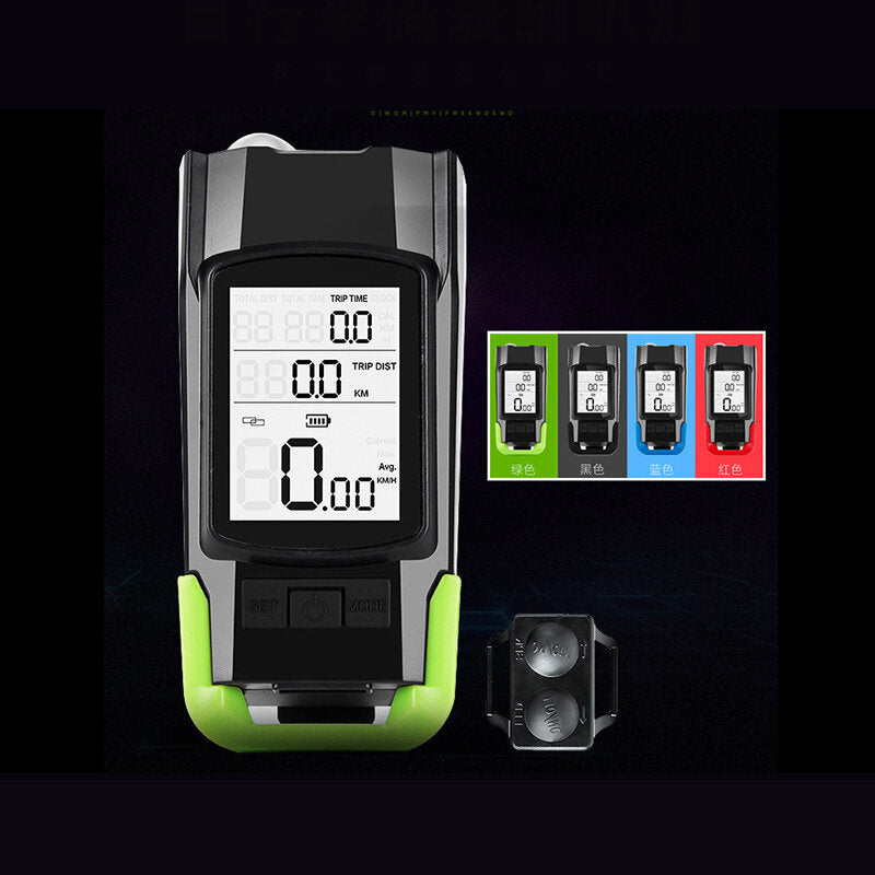 3-in-1 Bicycle Speedometer Wireless USB Rechargeable Double T6 LED Bike Light Bike Computer with Alarm Horn