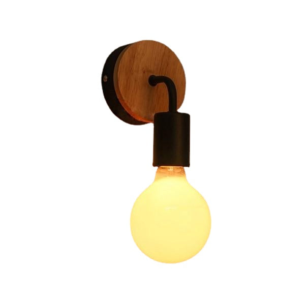 Modern Wood Metal E27 Holder Wall Lamp Bedroom Restaurant Corridor Lighting
