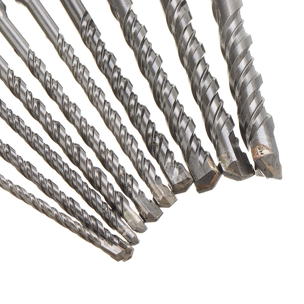 10Pcs 4-14mm Masonry Drill Bits Double SDS Plus Slot Electric Hammer Set 160mm Metal HSS For Drills Cutting