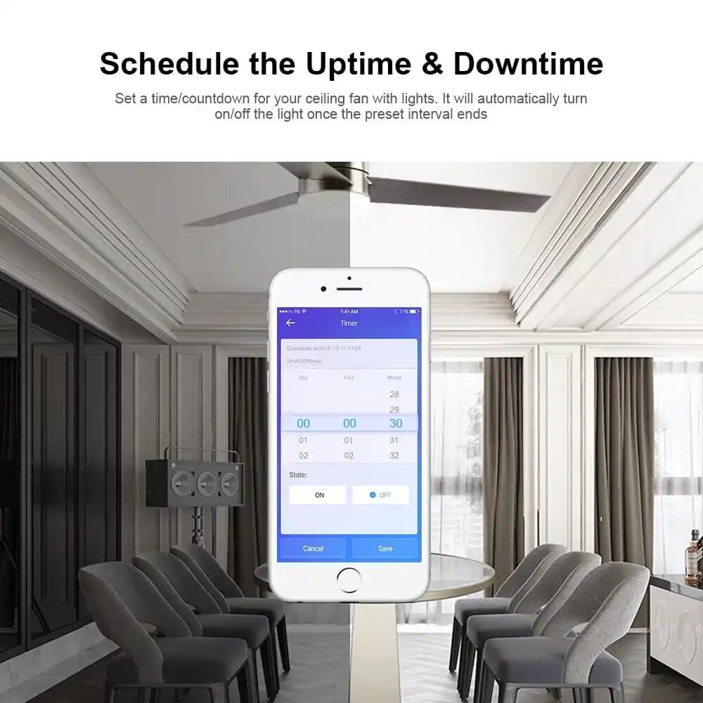 WiFi Ceiling Fan And Light Controller 100-120V eWeLink APP/ 433MHz RF Remote Control Smart Home Works Alexa