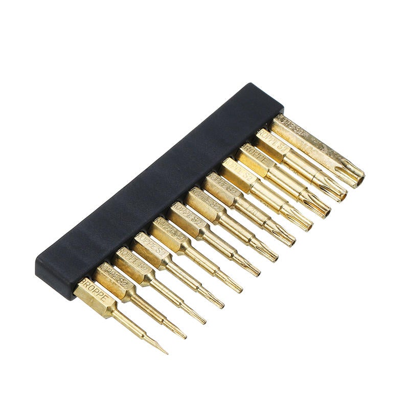 12pcs Gold T5-T40 50mm Magnetic Torx Screwdriver Bits 1/4 Inch Hex Shank