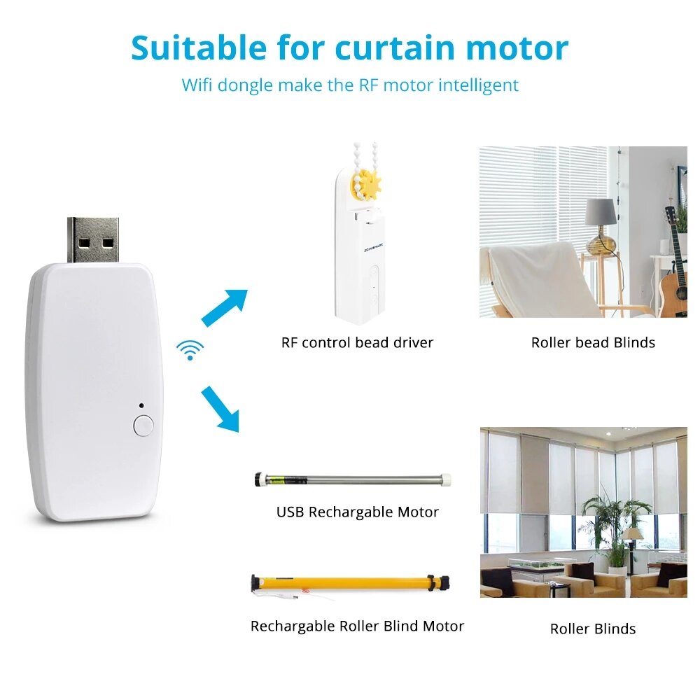 Am15 RF Roller Shade Motor App Control Smart Curtain Motor Wifi USB Converter