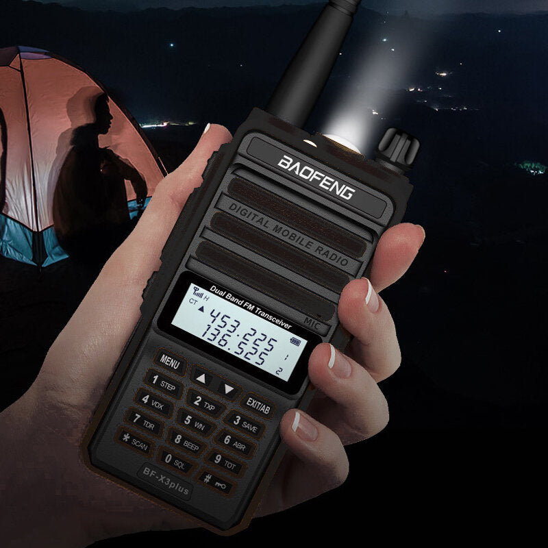 2800mah 8W Tri-band Radio Walkie Talkie 20 KM Waterproof UHF/VHF Transceiver 220MHz Radio Transmitter Black