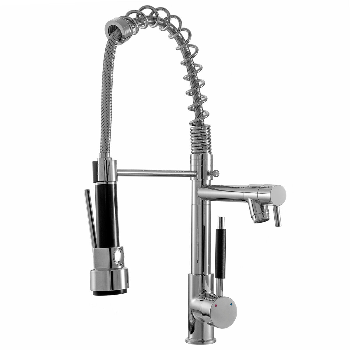 Kitchen Sink Mixer Faucet Pull Out Sparyer Tap 360 Degree Rotation Single Handle Chrome Brass Brushed Collapsible