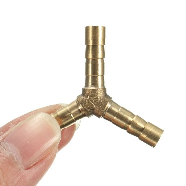 6/10/14mm Solid Brass Y Connector 3 Ways Hose Joiner Barbed Splitter