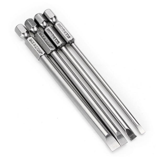 4pcs 100mm Magnetic 3.0-6.0mm Flat Head Slotted Tip Screwdrivers Bits