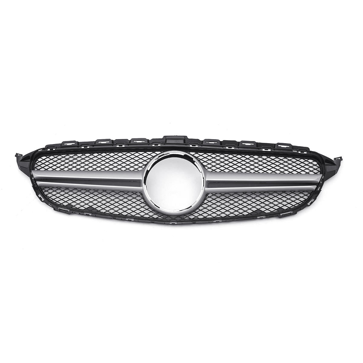 Sliver AMG Style Front Grill Mesh Grille For Mercedes Benz C Class