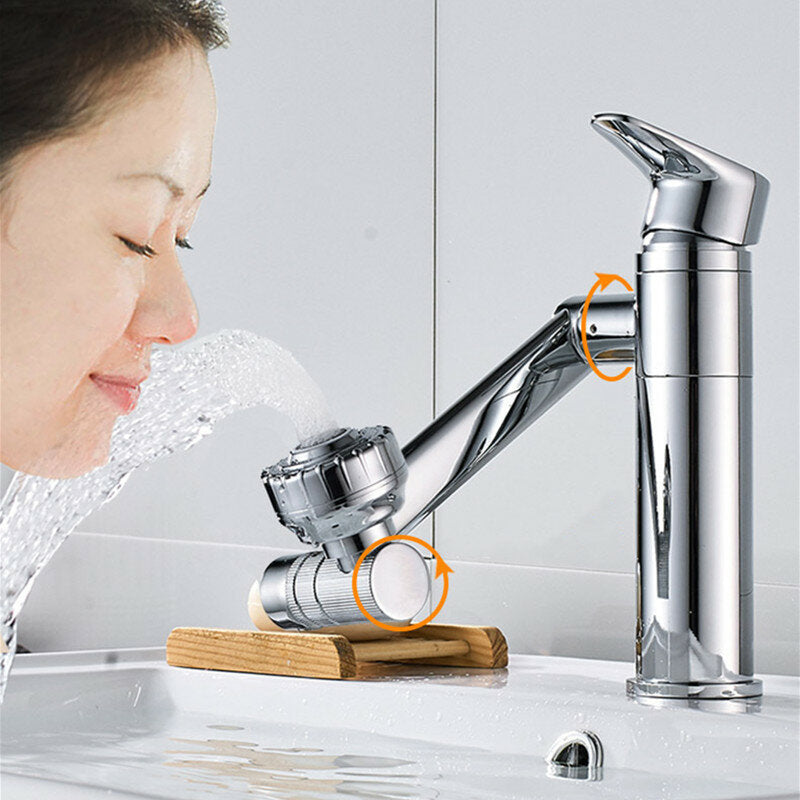 Bathroom Wash Basin Faucet Rotate Spout Hot Cold Mixer Tap Multidirectional Rotation Two Water Mode
