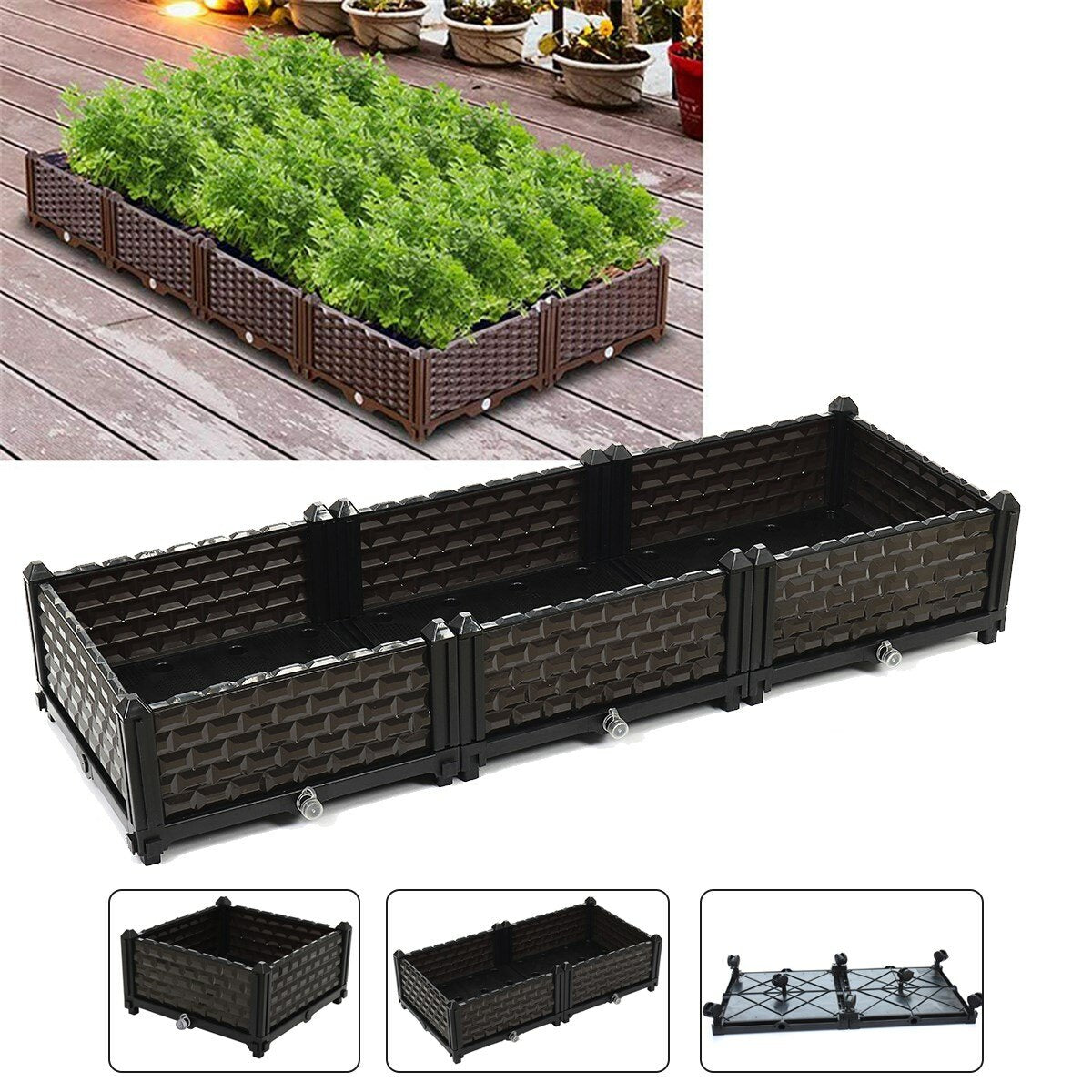 Raised Garden Bed Flower Vegetable Planter Herb Box Planter Deck Indoor Outdoor