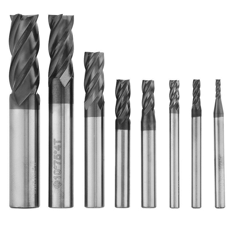 HRC45 1-12mm 4 Flutes Carbide Tungsten Steel Milling Cutter Tool