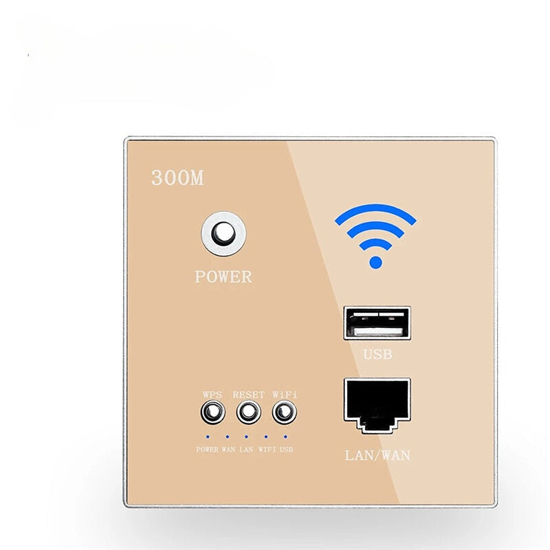 220V 300Mbps Wireless WiFi Socket RJ45 Embedded Wall WIFI Route AP Relay Smart USB Socket Crystal Glass Panel