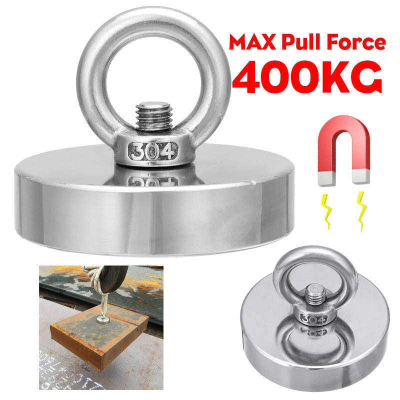 D80mm Neodymium Magnet 400KG Salvage Recovery Fishing Magnet for Detecting Metal Treasure