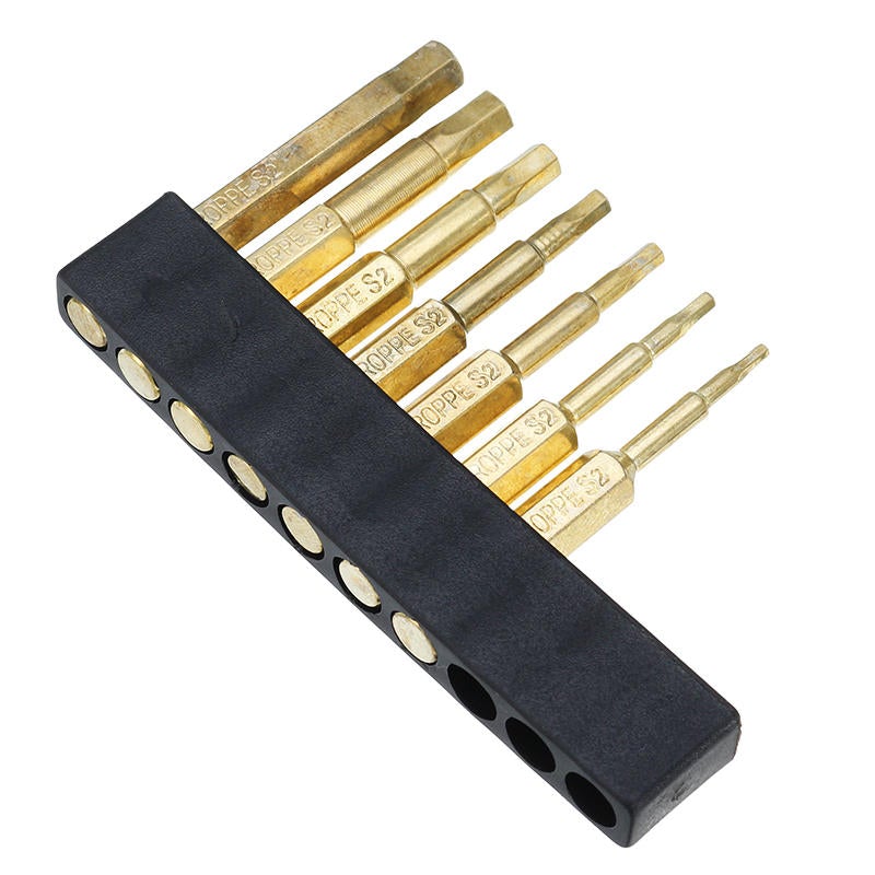 7Pcs Gold 50mm 1.5-6.0mm Magnetic Hex Head Screwdriver Bits 1/4 Inch Hex Shank Screwdriver