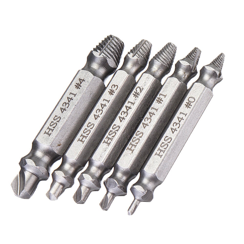 5pcs HSS Damaged Screw Extractor Drill Bits Guide Set Broken Easy out Bolt Screw Remover Tool