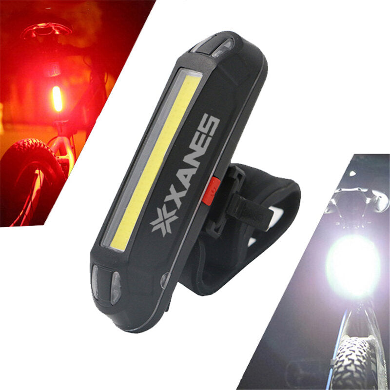 2 in 1 500LM Bicycle USB Rechargeable LED Bike Light Taillight Ultralight Warning Night