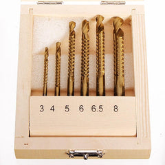 6pcs 3/4/5/6/6.5/8mm Titanium Coated Drill Bits Hole Saw Grooving Set