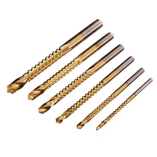 6pcs 3/4/5/6/6.5/8mm Titanium Coated Drill Bits Hole Saw Grooving Set