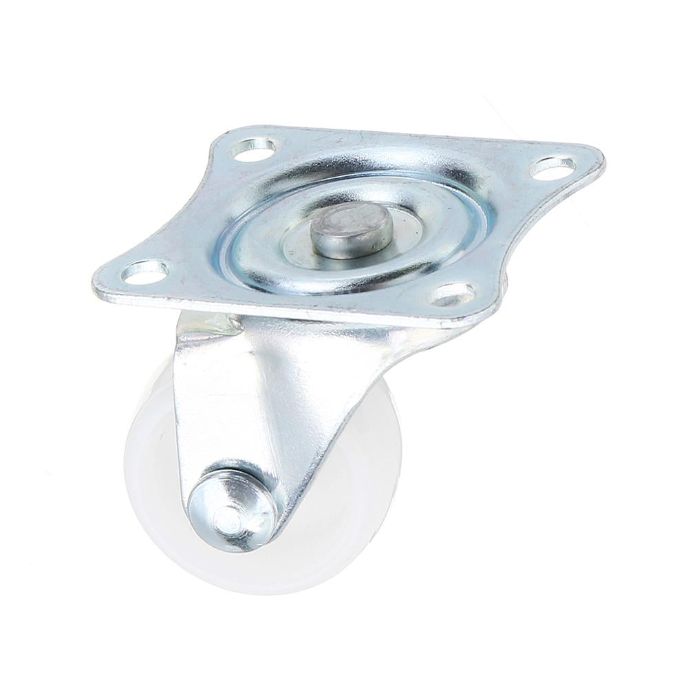 4pcs 1 Inch White PP Plastic Furniture Foot Wheel Flat Moving Universal Wheels