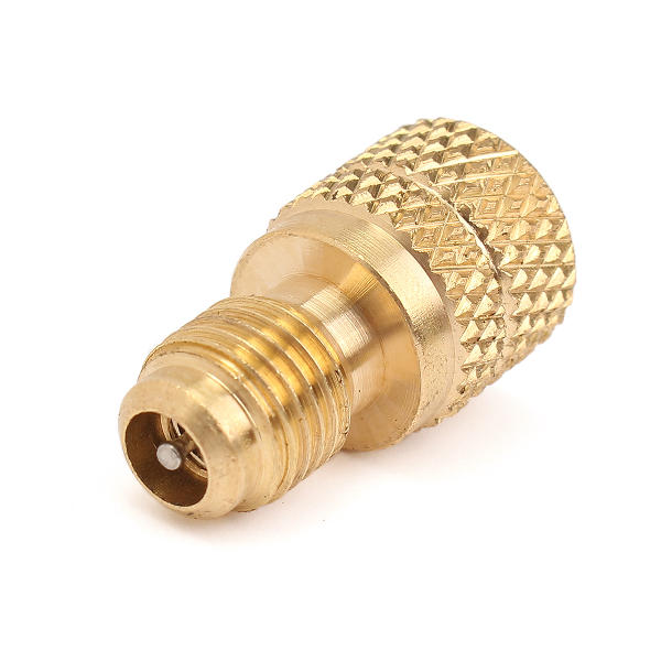 A/C R134a Brass Adapter Fitting 1/4 Inch Male To 1/2 Inch Female with Valve Core