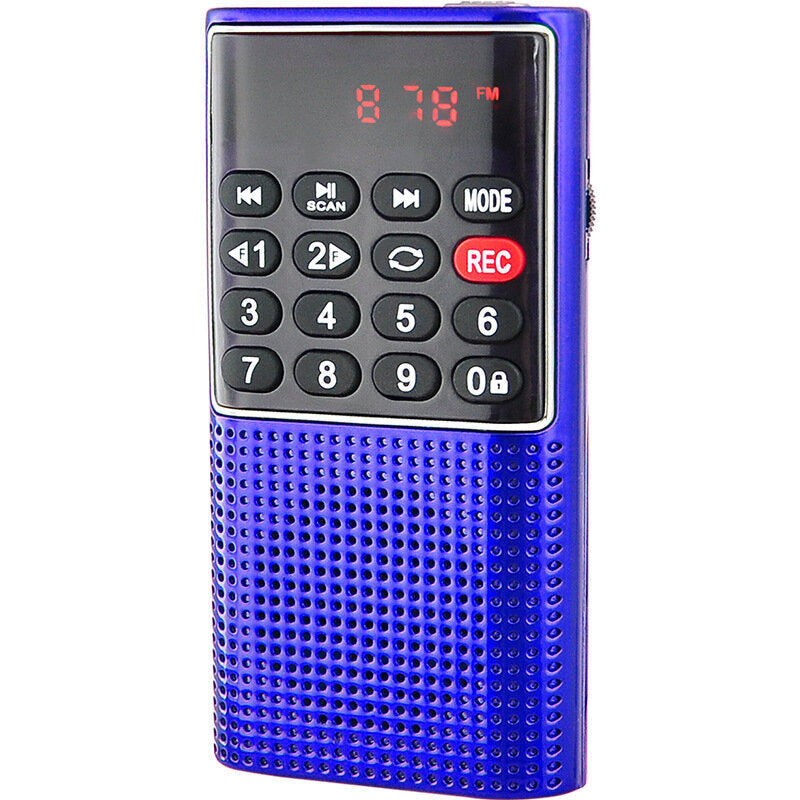 Mini FM Radio Portable Speaker Music Player with Headphone Jack Support Recording TF Card AUX Folders Play