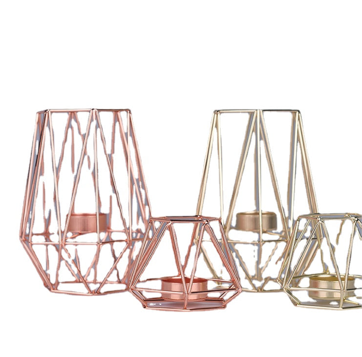 Nordic Light Candle Holder Golden Wrought Iron Candlestick Candle Cup Decoration