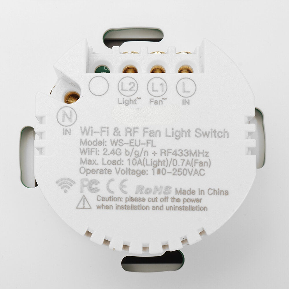 Black WiFi+RF EU Smart Ceiling Fan Light Switch 2/3 Way Control Smart Life/Tuya APP RF Remote Speed Control Work with Alexa Google Home