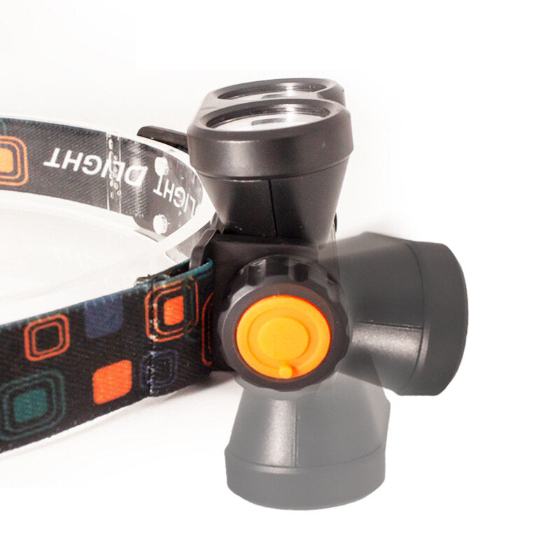 180 Adjustable Double LED Headlamp Strong Light Cycling Headlight Night Fishing Waterproof Flashlight USB Charging Warm / White Light