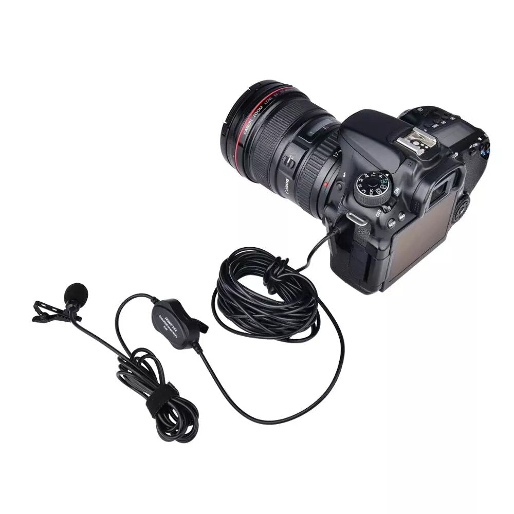 Professional Lavalier Microphone Portable Recording Omni-directional Condenser Interview Mic with 6.5mm Adapter for Smartphone DSLR Camera